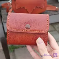 کیف کارت آکاردئونی چرم طبیعی گاوی دست دوز