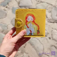 کیف پول جیبی انشرلی زرد دست دوز
