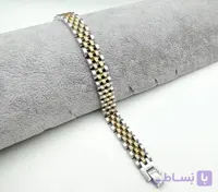 دستبند استیل مدل رولکس دو‌ رنگ
