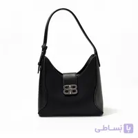 کیف دوشی زنانه درجه یک مدل هوبو با قفل تزئینی  | مشکی و کرمی | کد 1