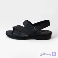 صندل چرمی مشکی مردانه مدل کلاسیک سه بند