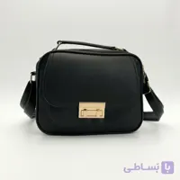 کیف روزمره پاسپورتی مشکی طرح چرم با قفل طلایی | کد 447