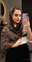 شال توری قهوه‌ای پروانه دور دانتل