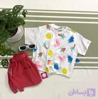 بلوز کراپ تابستانی گره ایی دخترانه فلامینگو برنددرجه یک لاکی لوک