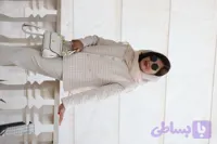 کت زنانه مدل ژاکارد پیچازی رنگ کرم داری سایزبندی