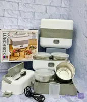 لانچ‌باکس برقی چندکاره ۲ لیتری مدل Cooking Lunch Box | گرم‌کن و پلوپز مسافرتی دو طبقه ۴کاسه
