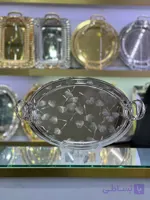 سینی پذیرایی چایی استیل دو تیکه بیضی طرح قاصدک Zew Home