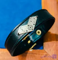 دستبند چرم طبیعی پلاک نقره
