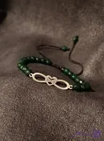 دستبند نقره و سنگ عقیق طرح قلب بی نهایت