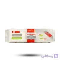 دستمال مرطوب طی کشی یکبار مصرف Momendol رایحه صابون و کاج بسته 50 عددی