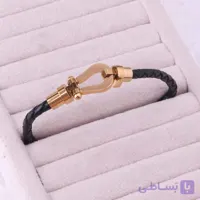 دستبند پلاک فرد (FRED) مردانه با بند چرمی و قفل مگنتی