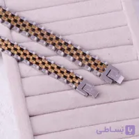 دستبند استیل رولکس 2رنگ طلایی نقره ای عرض 10میلیمتری مردانه با حک ROLEX
