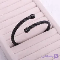 دستبند کابلی مشکی فلزی مردانه
