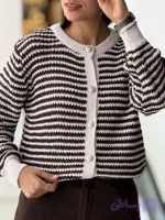 ژاکت راه راه قهوه ای کد ۱۰۰۱