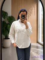 شومیز زنانه راه راه لینن برشکا