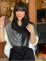 شال تور راه راه با حاشیه دانتل