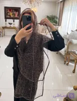 شال تور حریر پلنگی قهوه ای موکا