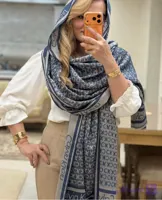 شال ژاکارد کشمیر آبی جین مارک ck