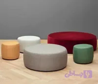 پاف گرد مدل ساده پارچه تدی قطر ۶۰ ارتفاع ۴۰