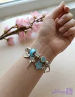 بنگل گل آبی و قلب نگین دار