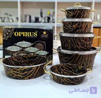 سرویس قابلمه ماربل برند اپیروس 10 پارچه مشکی طلایی
