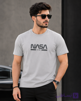 تیشرت مردانه طرح NASA رنگ طوسی سایز L