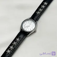ساعت وارداتی بند چرمی مشکی مدل چهار ستاره