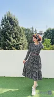 پیراهن زنانه مشکی گل‌دار/ کد ۱۰۲۱