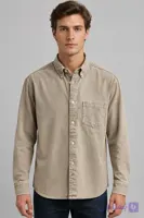 پیراهن مردانه آستین بلند کتان مدل تک جیب برند Zara (اورجینال) رنگ صورتی کد 302010