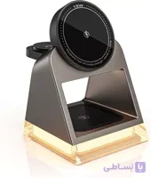 شارژر ۳ کاره رومیزی لاکچری VyVyLabs | شارژ سریع ۱۵ وات، طراحی مغناطیسی، چراغ LED با تنظیم روشنایی – مناسب موبایل، ایرپاد و اپل واچ