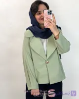 کت تک لینن زنانه مدل یقه موج‌دار؛ کت تابستانی شیک و مزونی