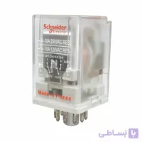 رله اشنایدر شیشه ای 11 پایه گرد 10 آمپر 250 ولت Schneider Relay