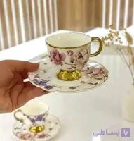 ست قهوه خوری گلدار ترند وارداتی آبکاری شده با طلا