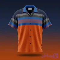 پیراهن مردانه آستین کوتاه راه راه مدل Sunset Blue