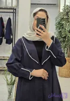 عبای سورمه ای مروارید دوزی تن خور شیک مدل ۵۰۹
