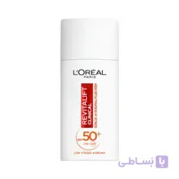 فلوئید ضد آفتاب روزانه لورال پاریس مدل Revitalift Clinical با SPF 50+ و محافظت بالا در برابر UV حجم ۵۰ میلی‌لیتر