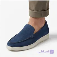 کفش لوفر مردانه چرم سوئد بالیستکو، رنگ آبی نفتی — کد ۸۸