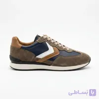 کفش اسنیکرز چرم گاوی مردانه بالیستکو قهوه‌ای/سرمه ای کد 93
