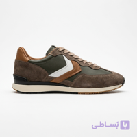 کفش اسنیکرز چرم گاوی مردانه بالیستکو قهوه‌ای/سبز کد 79
