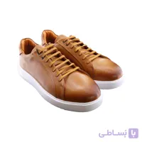 کفش مردانه چرم طبیعی قهوه‌ای روشن کد 64