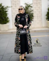 مانتو مشکی  مخمل زنانه گلدوزی کد۴۷