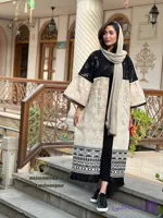 مانتو زنانه بلند سوزندوزی کرم ومشکی کد34