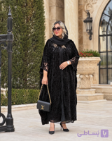 مانتو زنانه عبایی تور و مخمل جواهردوزی کد1۷
