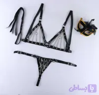 ست شورت و سوتین فانتزی زنانه چرم زنجیردار به همراه شلاق کد 9810