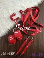 ست اکسسوری کمربندی زنانه فانتزی چرم ۵ تکه فقط رنگ مشکی کد 9818
