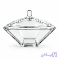 شکلات خوری شیشه ای لیمون دبدار مربع Limon Square Glass Candy Dish with Lid