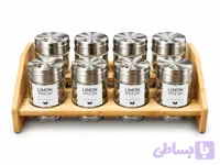 جا ادویه ۸ عددی استیل و چوب لیمون Limon 8-Piece Stainless Steel and Wood Spice Set