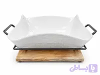 کاسه سالاد مربع پایه چوبی Square salad bowl with a wooden base
