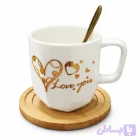ماگ سرامیک قاشق دار Ceramic mug with a spoon