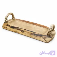 اردو خوری چوبی دست ساز دسته کنفی Handmade wooden serving tray with jute handles